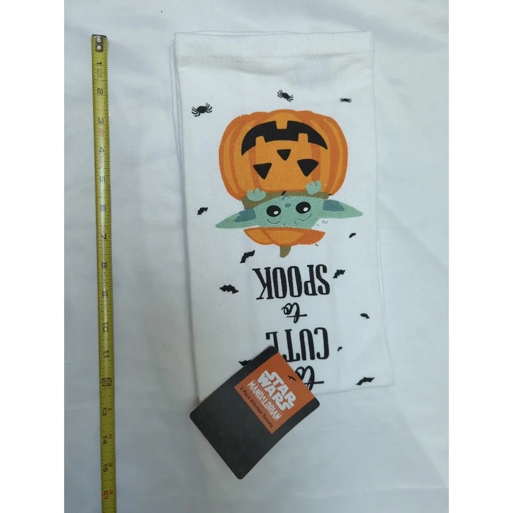 Mandalorian Baby Yoda‎ Halloween Kitchen hand Towels 2pc NEW Tooo Cute to Spook